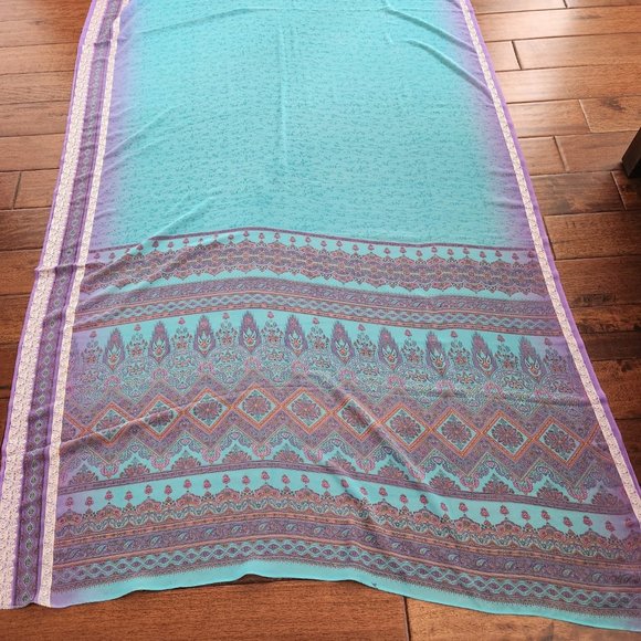 blue sari / 6 yards fabric - Picture 5 of 6